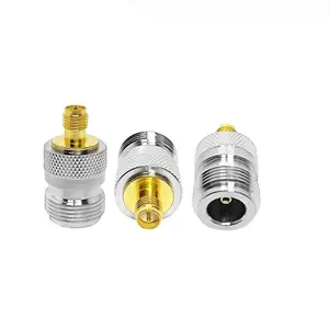 Adaptador coaxial RF N fêmea para RP SMA fêmea em Latão Puro reto para antena WiFi/Redes/Cabo de Extensão