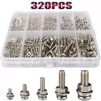 Kit d'assortiment de vis à tête ronde métriques nickelées, 320 pièces, M2/M2.5/M3/M4/M5, ensemble de fixation combiné, boîte de rangement