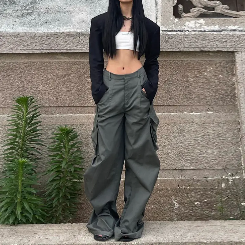 Women Harajuku Baggy Hip Hop Trousers Vintage Cargo Pants Loose Casual Korean Fashion High Waist Pants Female Streetwear