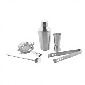 Venta al por mayor clásico ecológico de 5 piezas de acero inoxidable de cóctel Bar Set Premium Bartender Tools Negro - Product Image 1