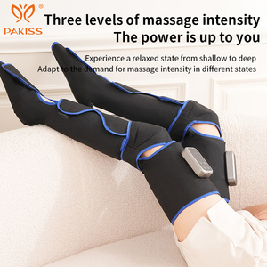 PAKISS OEM Masseur de jambes à compression d'air à 360 degrés, couverture complète des cuisses, genoux, mollets et pieds, 3 niveaux de pression, tissu en lin, personnalisable - Product Image 3