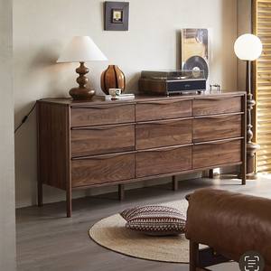 Gabinete de Almacenamiento Multifuncional de <span class=keywords><strong>Madera</strong></span> Sólida Nórdica Moderna y Sencilla con Nueve Cajones de Nogal Negro Norteamericano para Sala de Estar o Dormitorio - Product Image 2