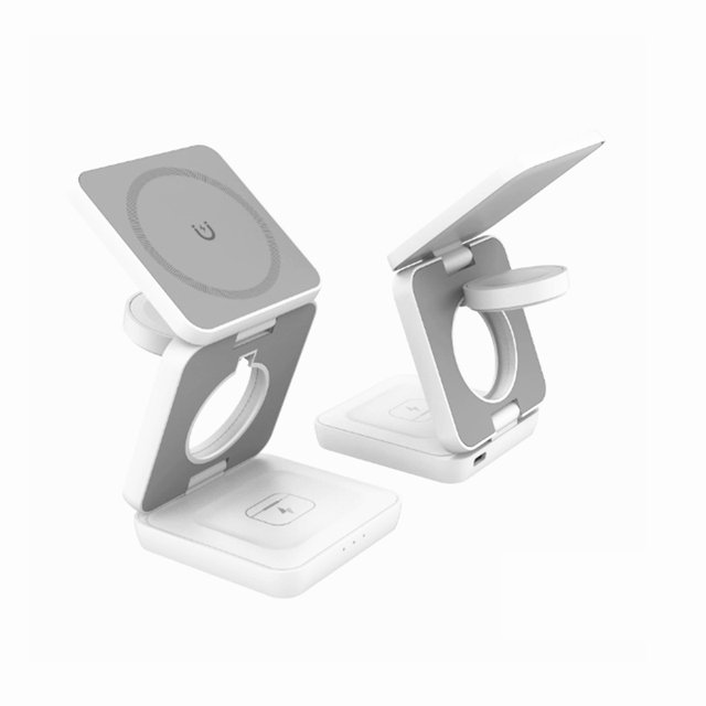 Magnetic 3 in 1 Portable Wireless Charger Stand Dock for iPhone 16 15 14 13 12 Foldable Charging Station,for Apple Watch 10