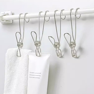 Long-tail stainless steel clothes <b>clip</b> with hooks for drying clothes, <b>spring</b> <b>clips</b>, long hook <b>clips</b> for storing documents and - Product Image 1