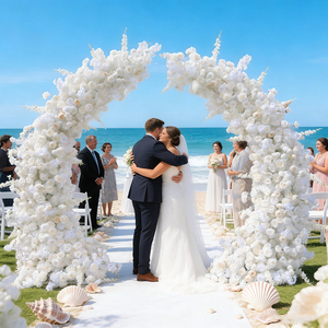 Arco de Flores de Rosa Artificial de Seda Personalizado al por Mayor para Bodas, con Fondo de 7-8 pies de Altura - Product Image 1