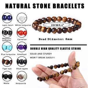 FY Beaded <strong>Bracelets</strong> Rose <strong>Quartz</strong> Turquoise Tiger Eye <strong>Clear</strong> <strong>Quartz</strong> Natural Bead Stretch <strong>Bracelets</strong> Spiritual Reiki Healing Jewelry - Product Image 6