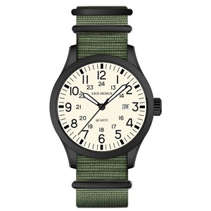 Men's Outdoor Waterproof Luminous Casual Quartz Watch Green Nylon Strap Arabic Numeral Dial Fashion Sports Watch for Men - Product Image 2