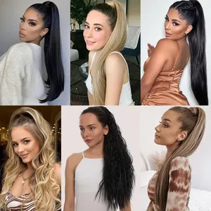 Extensions de cheveux synthétiques longues et droites à clipser, 24 pouces, résistantes à la chaleur, pour femmes, usage quotidien et soirées - Product Image 5