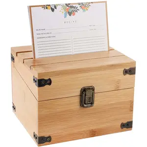 Eco-friendly Custom Fashion Household Kitchen Recipe Wood Storage Boxes