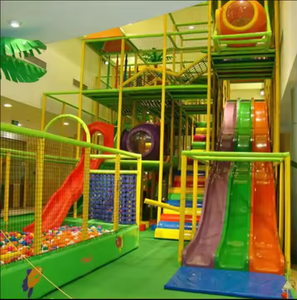 Nhà máy tùy chỉnh sân chơi tương tác với mô-đun trò chơi năng động sân chơi trong nhà thiết bị giải trí nhựa đôi trượt - Product Image 3