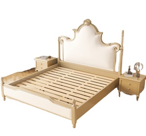 ראש מיטה ורגל מיטה מעוצבים בסגנון אירופאי יוקרתי, עם גילופי דוגמא, בד איכותי לחדר שינה. - Product Image 2