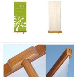 Banner Enrollable de Bambú de 80cm x 85cm, Marco Cuadrado de Madera, Soporte de Exhibición Portátil para Interiores y Exteriores, Montaje sin Herramientas - Product Image 1