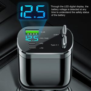 ที่ชาร์จในรถยนต์แบบพับเก็บได้ 100w, อะแดปเตอร์ในรถยนต์พร้อมหน้าจอดิจิตอล รองรับสูงสุด 100w, แรงดันไฟฟ้าขาเข้า 12V-24VDC - Product Image 2