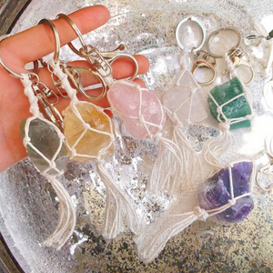 New Arrival Beige Weaved Natural Multi-Color Mix Quartz <b>Crystal</b> Spiritual Key Chains Raw Gemstone carved technique - Product Image 3