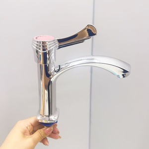 Grifo monomando para lavabo, montaje en cubierta, cromo, moderno, con válvula de plástico, un solo orificio - Product Image 3