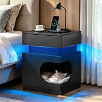 HANYEE Boîte à litière pour chat avec station de charge, lumière LED RGB, toilette pour chat dissimulée, table d'appoint