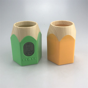 Haonan Office Supplies Store Wooden Pen Holder With Digital Clock And <b>Calendar</b> For Desk Use In Multiple Colors - Product Image 2
