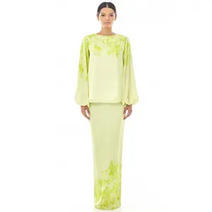 SIPO-Kebaya de poliéster para mujeres musulmanas, conjuntos modernos de moda blanca de poliéster para adultos, casuales y modernos