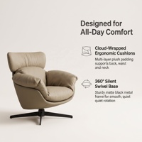 Fauteuil pivotant moderne Cloud, fauteuil individuel ergonomique rembourré avec appui-tête, fauteuil de loisirs design pour salon et villa