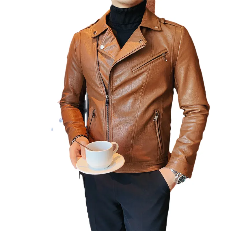 2020 new leather jacket for men autumn winter plus Korean version slimming fashion jacket for men handsome leisure bomber jacket