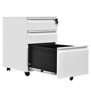 Archivador de Acero Moderno con 3 Cajones, Móvil y con Cerradura, para Almacenamiento Bajo Escritorio, Tamaño Carta/Legal/A4