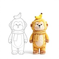 Porte-clés en peluche singe brun - Accessoire animal en peluche de dessin animé pour enfants