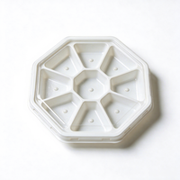 Conteneur alimentaire en PET transparent à base blanche, couvercle transparent, carré, multi-compartiments, qualité alimentaire, pour gâteaux, fruits coupés, pâtisseries, emballage de boulangerie