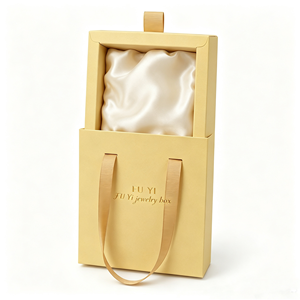 Hotsale Eco-friendly Handheld Ribbon Slide Drawer Jewelry Box Rigid Cardboard <b>Gift</b> Box Custom Gold Foil Logo Satin foam Lining - Product Image 3