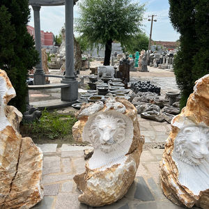 Estatuas de animales de piedra tallada a mano de mármol escultura de leones de mármol para decoración al aire libre - Product Image 4