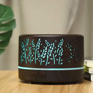 Diffuseur d'arômes en bois grainé 700 ml, humidificateur USB avec lumière, diffuseur d'huiles essentielles pour la maison - Product Image 1