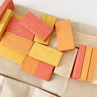 Lot de blocs en bois Montessori personnalisés pour enfants, mosaïque, cubes, bâtonnets de comptage, blocs de construction en bois, boîte en fer, motif cactus