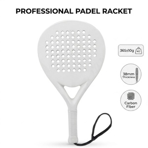 Raqueta de Pádel de Fibra de Carbono Blanca Mate con Correa para la Muñeca, Núcleo de Espuma EVA, Pala de Tenis de Playa para Entrenamiento de Adultos - Product Image 1
