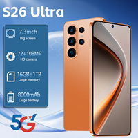 Smartphone S26 Ultra Suède 7,3 pouces 90Hz LED Android 15 16 Go 1 To 108 MP 8800 mAh Autres 5G Double SIM Carte TF Face ID GPS Métal