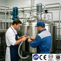 Cuve de Fermentation Laitière 304 316L, Fermenteur de Lait et de Yaourt en Acier Inoxydable, Équipement Sanitaire à Double Enveloppe pour le Traitement