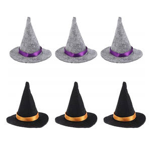 Decoraciones de mesa para fiesta de Halloween, Mini sombrero de bruja de fieltro para decoración de botellas de vino - Product Image 1