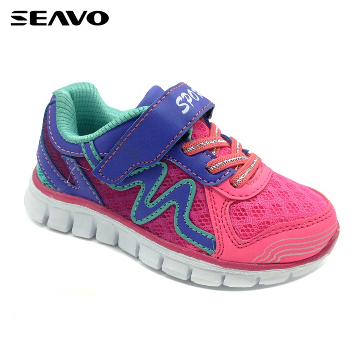 SEAVO розовая спортивная обувь для бега из ПУ и сетчатой ткани, обувь для девочек