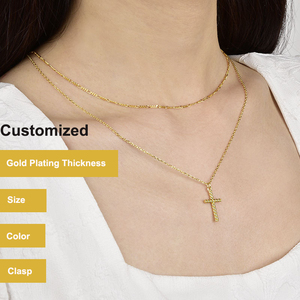 란샹 2.5um 골드 버메일 <span class=keywords><strong>925</strong></span> 스털링 실버 체인 0.8-2mm 피가로 쿠반 링크 로프 박스 케이블 롤로 파인 체인 목걸이 - Product Image 3