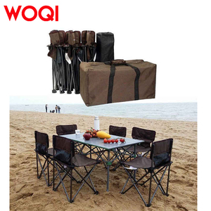 WOQI personnalisé vente en gros directe d'usine <span class=keywords><strong>bleu</strong></span> portable tube en aluminium <span class=keywords><strong>camping</strong></span> en plein air pliant pique-nique <span class=keywords><strong>table</strong></span> et chaises ensembles - Product Image 5