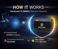 Cartes anti-RFID avec logo personnalisé en métal pour cartes de crédit, de débit et d'identité, portefeuille anti-fraude noir, anti-vol