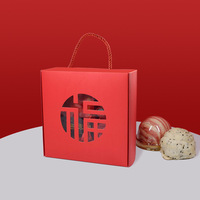 Eco-Friendly Chinese Fujian Style Red Gift Box with Fu Character Cutout Handheld Window Paper Box for New Year Snack Packaging