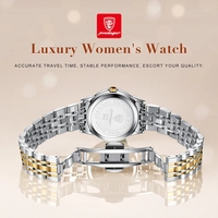 Jam Tangan Wanita Poedagar 3076 Desain Baru, Fashion Mewah, Stainless Steel, Quartz, Tahan Air, Kalender, Bercahaya