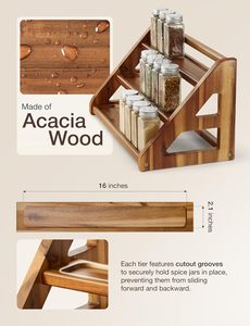 <span class=keywords><strong>Legno</strong></span> di Acacia vassoio <span class=keywords><strong>in</strong></span> <span class=keywords><strong>legno</strong></span> tiene cremagliere spezie organizzatore per ripiano di stoccaggio portaspezie organizzatore per armadio scaffale per cucina dispensa - Product Image 4
