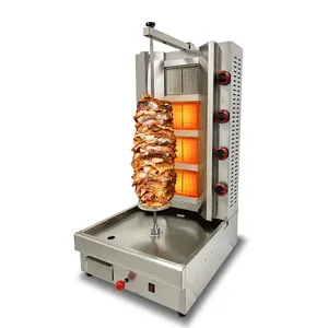 Gas 4-Pits Commerciële Automatische Roterende Gebruikte Kip Kebab Doner Shoarma Grill Machine Prijs Te Koop