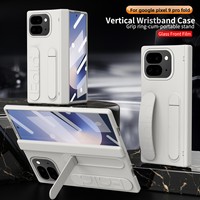 Étui officiel pour smartphone Google Pixel 9 Pro Fold avec charnière magnétique, coque intégrée, film protecteur et support bracelet compatible