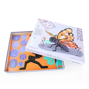 Rompecabezas de papel de mariposa 3d para niños, personalizado, de alta calidad, colorido