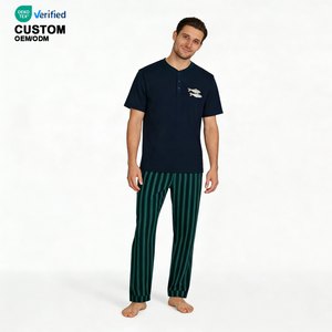 Pyjama pour <span class=keywords><strong>homme</strong></span> Beefey, classique, manches courtes et pantalon, pour la maison, ensemble <span class=keywords><strong>de</strong></span> pyjama en deux pièces, décontracté, confortable, ensemble <span class=keywords><strong>de</strong></span> vêtements <span class=keywords><strong>de</strong></span> détente en modal - Product Image 1