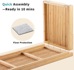 مقعد أحذية مخصص من الخيزران مع رف أحذية من طبقتين - Product Image 3