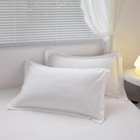Taie d'oreiller 100 % coton satiné blanc uni, type enveloppe, pour hôtel, vente en gros pour ensemble de literie