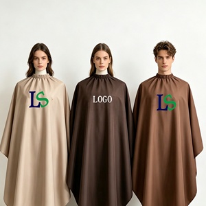 Capa de <span class=keywords><strong>Peluquería</strong></span> Resistente al Agua, Color Crema Chocolate Oscuro, con Estampado Personalizado, para Uso en Salones de Belleza - Product Image 2