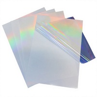 Papier autocollant en vinyle holographique transparent PVC brillant A4, faible bruit, imperméable, adhésif acrylique pour imprimante jet d'encre